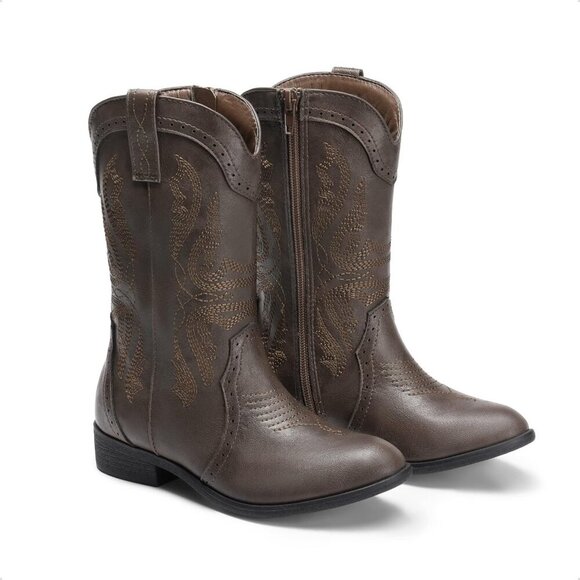🆕 Women Brown Cowboy Western Boots Mid Calf Riding Shoes - Picture 5 of 6